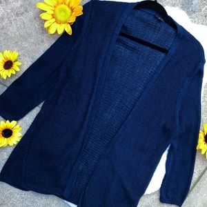 Talbots Navy Blue Linen Cardigan